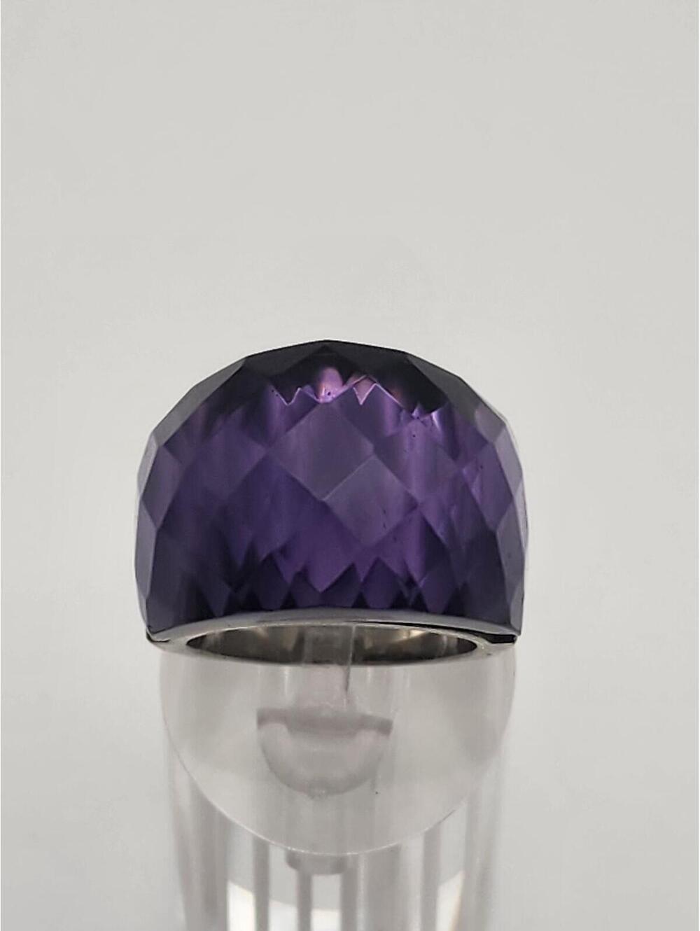 Scamp & Scoundrel Bold Faceted Purple & Silver Statement Ring (8.25)
